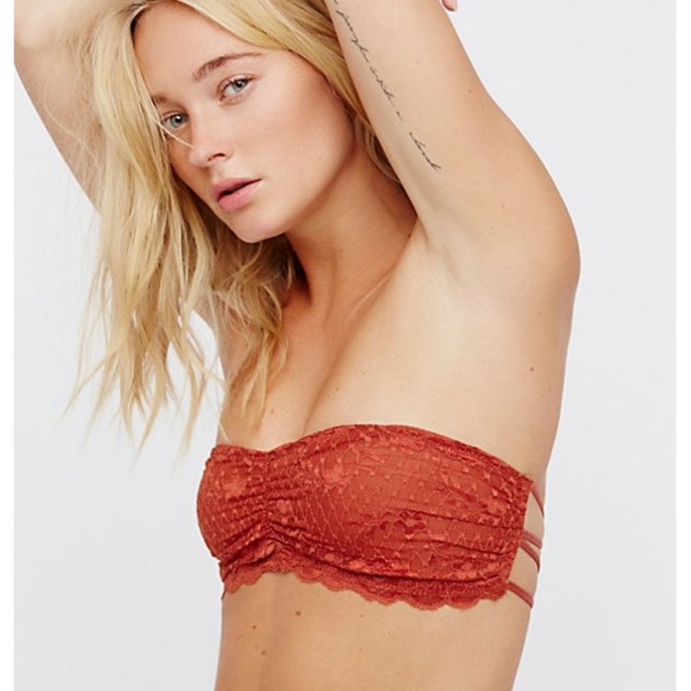 Free people essential lace bandeau berry red